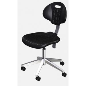BioFit Engineered Products UUA-L-RC Unique Series Desk Height Chair with Black Self-Skinned Urethane Seat and Backrest and Aluminum Base 